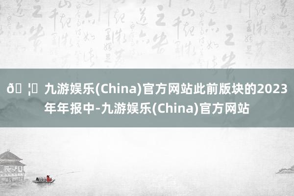 🦄九游娱乐(China)官方网站此前版块的2023年年报中-九游娱乐(China)官方网站