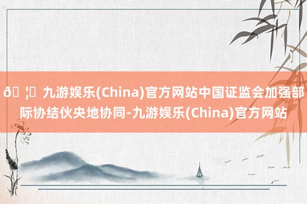 🦄九游娱乐(China)官方网站中国证监会加强部际协结伙央地协同-九游娱乐(China)官方网站